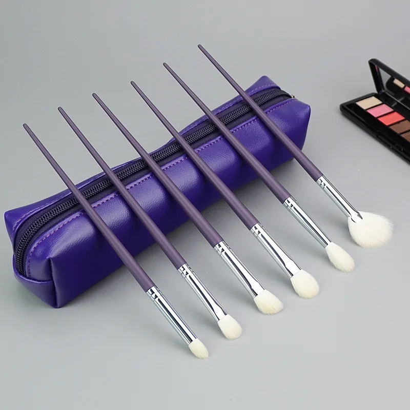 高品質のヤギの毛アイメイクブラシ,メイクブラシのセット,明るい色,高品質のヤギの毛,6個