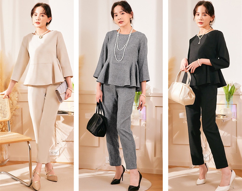 レディース パンツ ドレス セットアップ 袖あり パーティードレス オールインワン パンツスーツ