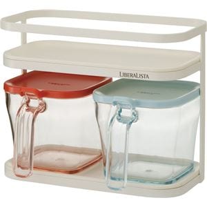 (12個セット) 調味料入れ 約幅23.5cm 720ml×2個 レッド＆スカイブルー ラック付 LIBERALISTA リベラリスタ リス クックポット