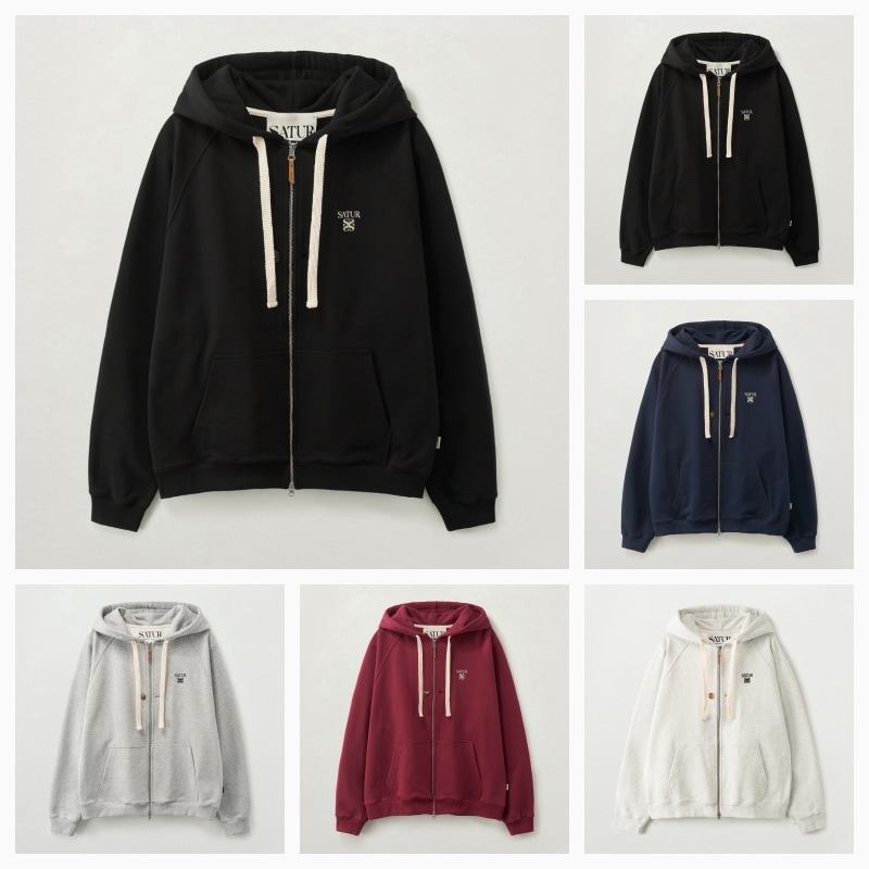 【SATUR】26SS LOREN SMALL LOGO HOOD ZIP-UP : 5COLORS