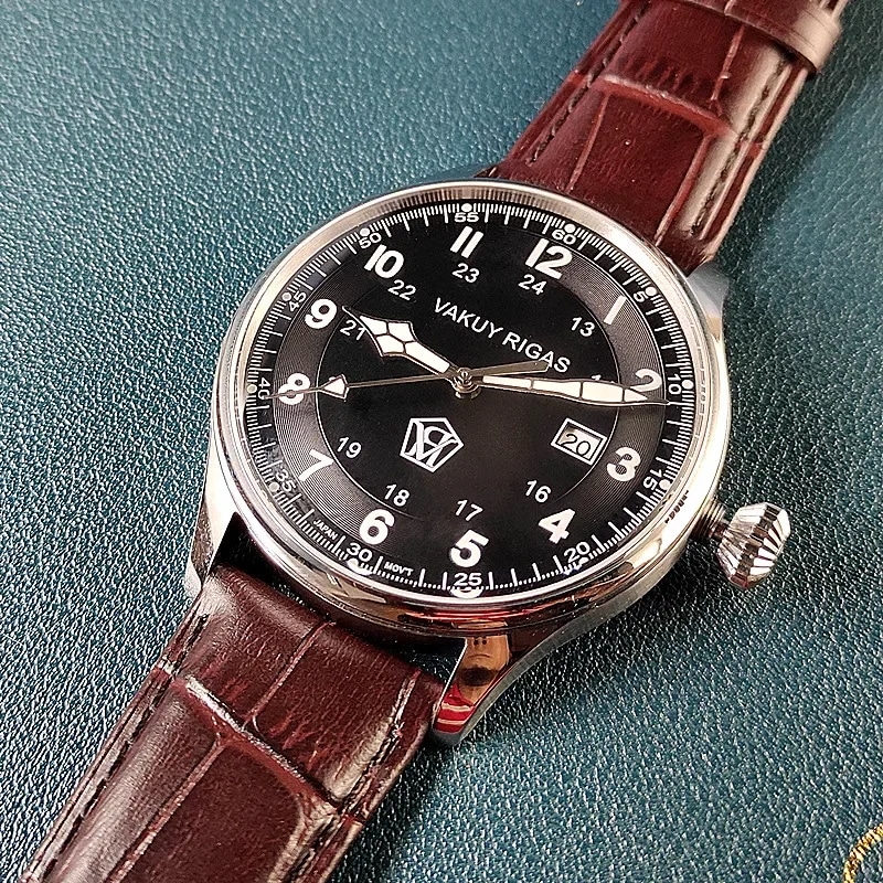 Homage-自動機械式時計,防水,発光カレンダー,ガスポインター,ドイツのjinggongパイロット,nh35ムーブメント - 1511