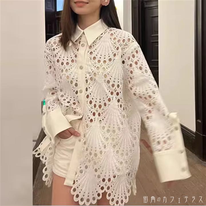 【大好評！最安値挑戦!】トップス ブラウス チュニック 萌え袖 袖あり 長袖 えり付き プルオーバー Vネック AラインF189 6,254円