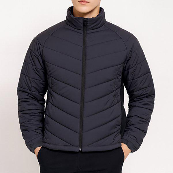 横ラインスパン配色ハイネックジップアップ軽量パディングジャンパーナグランジャケットゴルフ