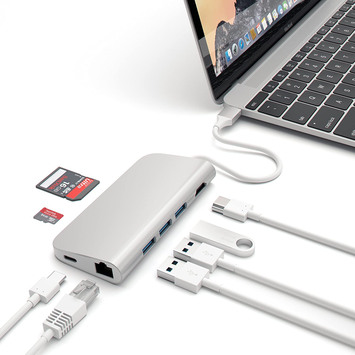 【本日限定価格】 Satechi シルバー マルチハブ USB3.0ポートx3 カードリーダー HD