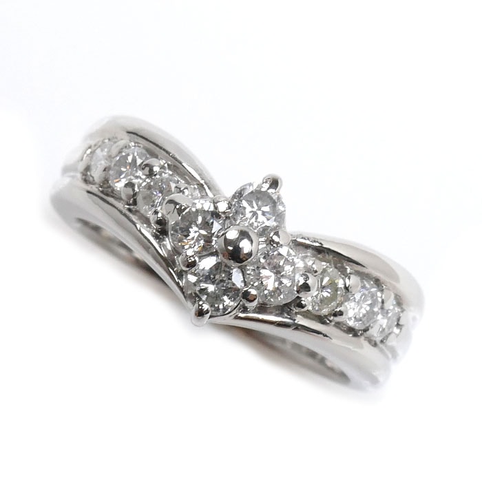 Pt900プラチナ リング・指輪 ダイヤモンド0.54ct 7号 5.7g レディース 中古 美品