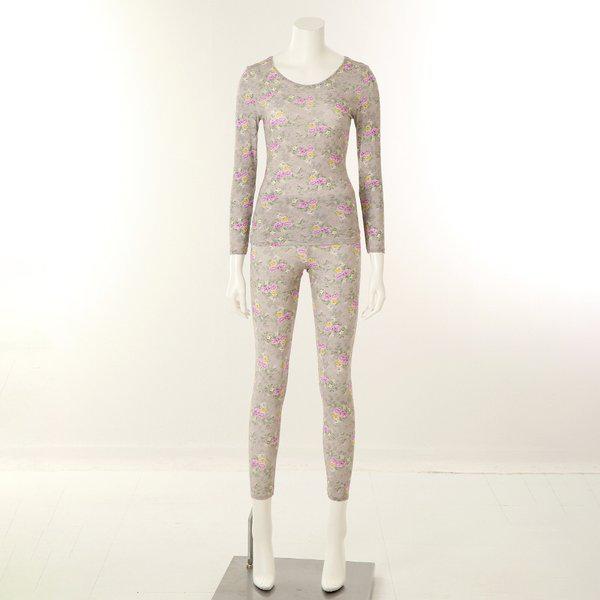 女性モーダル花柄室内着SET (WLG2558C,L BR)_s