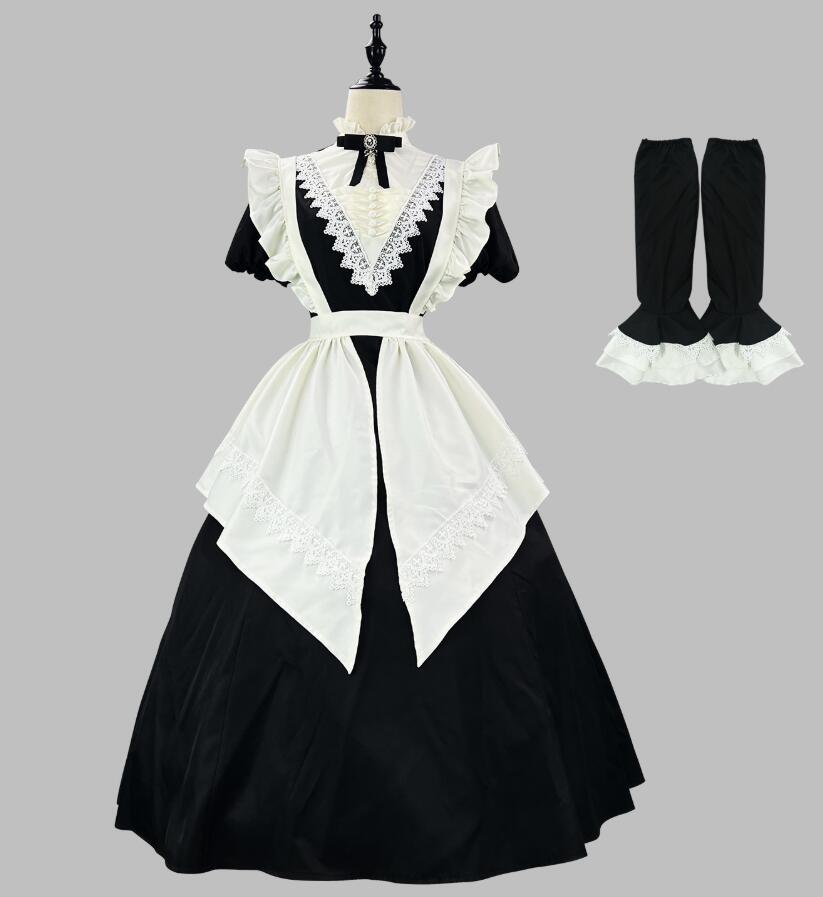 【2025新作入荷】メイド服 ロング丈 ハロウィンコスプレ コスチューム エプロン クラシカル メイド衣装 コスプレ衣装 かわいい 大きいサイズ ロリータワンピース 可愛い メイドcosplay ハロ