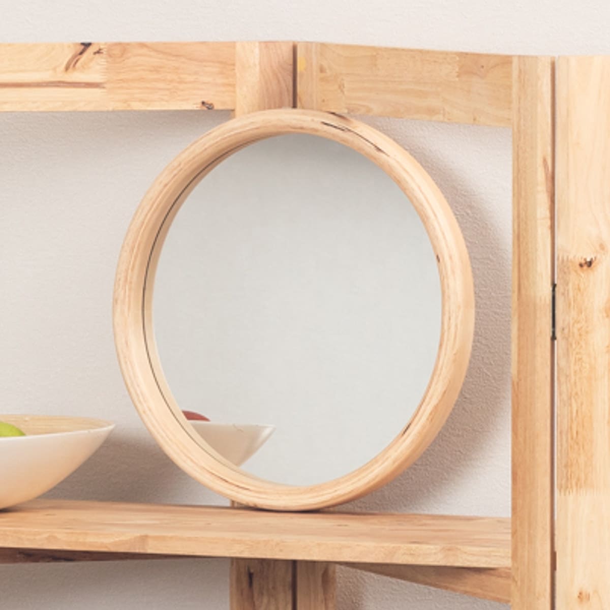 ミラー ウォールミラー 直径38cm ラウンドミラー NATURAL SIGNATURE 円型 丸 ラウンド 鏡 壁掛け 卓上 木製 天然木 フレーム シンプル ナチュラル 玄関 トイレ 洗面