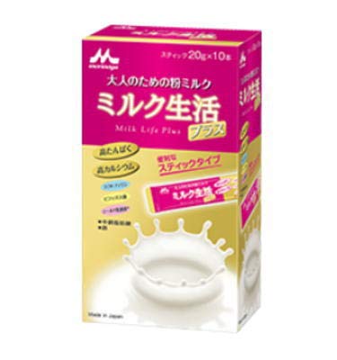 【全国送料無料】 森永乳業 ミルク生活 プラス スティック 20g×10本入 4個セット