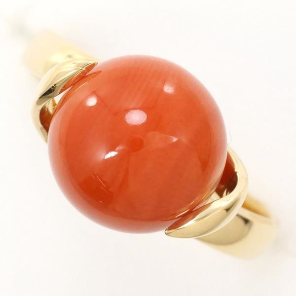 K18 18金 YG イエローゴールド リング 指輪 9.5号 サンゴ ジュエリー 中古