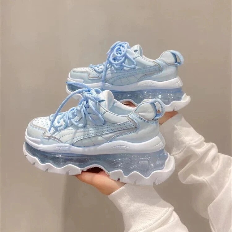 レースアップ厚底スニーカー 軽量 レディース カジュアル プラットフォーム 65cm