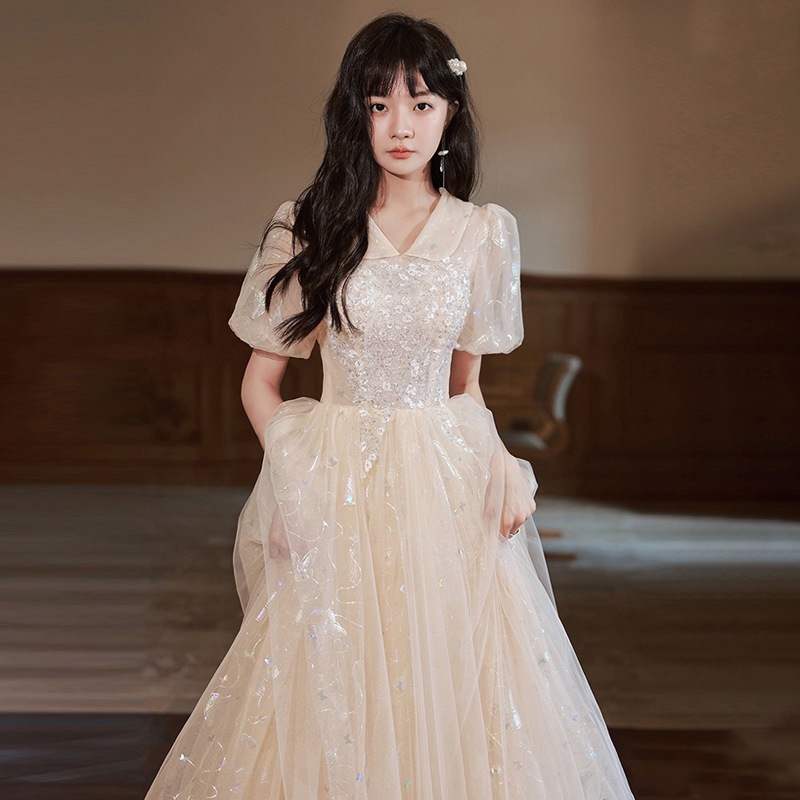 8083カラードレス ロングドレス　ウェディングドレス　オフショルダー　忘年会ドレス　結婚式二次会　イブニングドレス　Aライン　プリンセス　発表会　披露宴