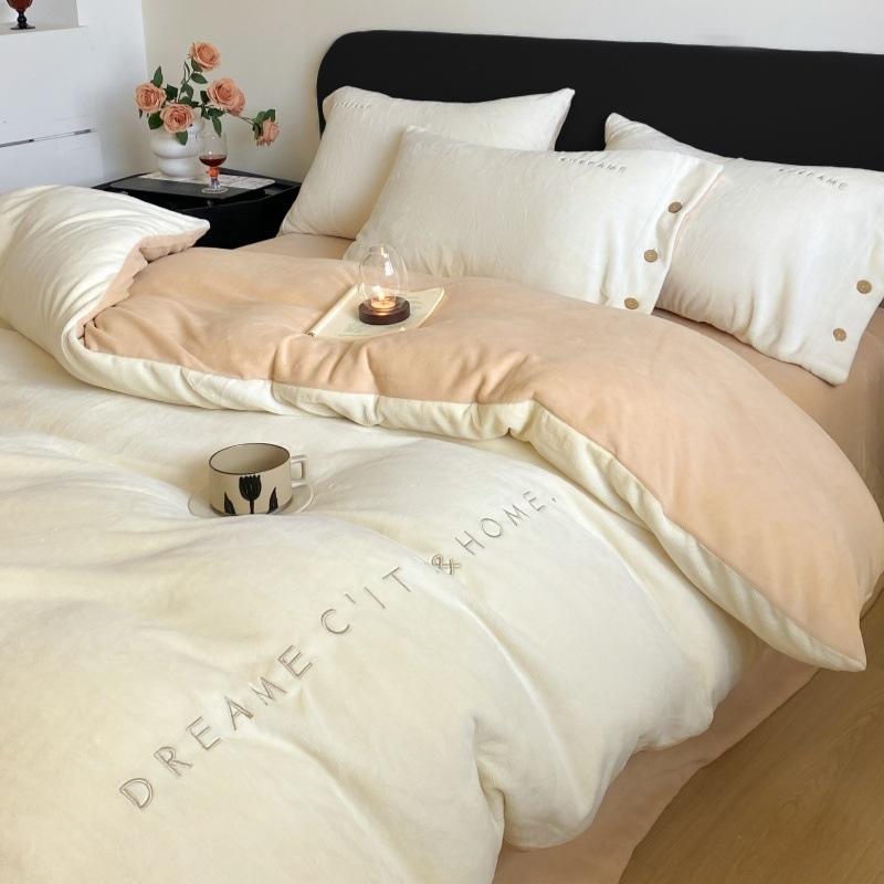 Gaogram Heavy Milk Velvet Fourvet Set Class A Mother-child Grade Theing Warm Coral Velvet Sheets And