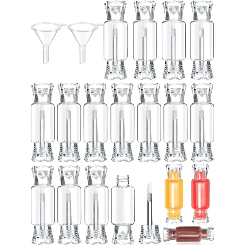 キャンディー型のミニリップグロスチューブ,空のチューブ,ラップトップ,グラップブコンテナ,女の子と女性のためのかわいいメイクアップツール,20個,8ml