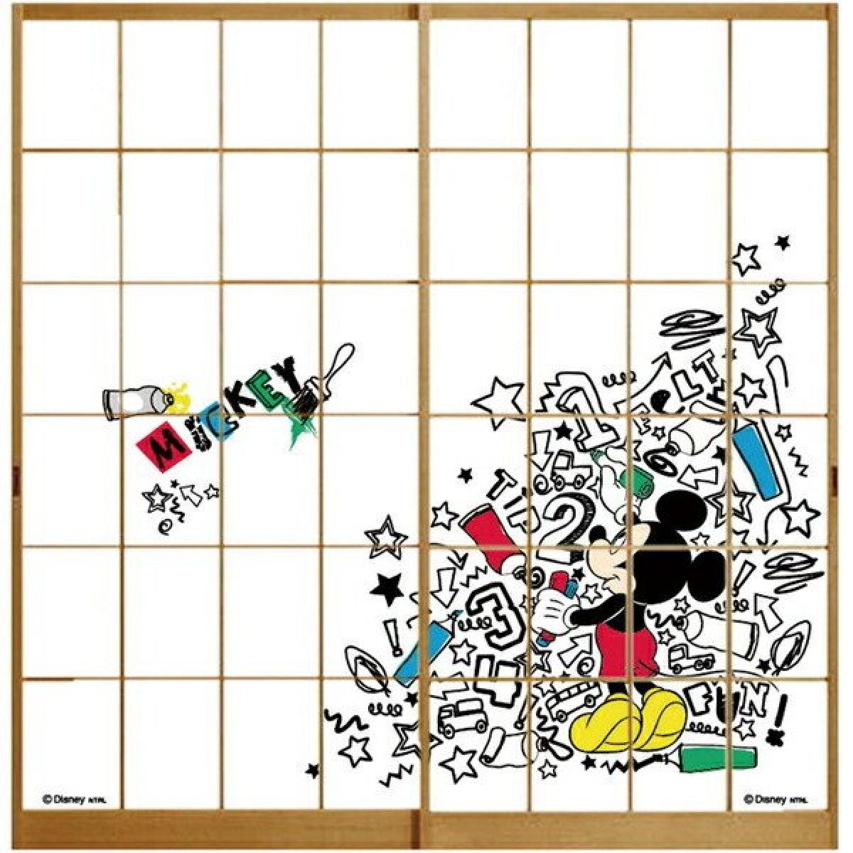 アサヒペン ディズニー ミッキー 落書き 障子紙 NTLD-009S 92cm182cm 2枚組用 貼り換え 和室 リメイク 簡単 張り替え ミッキー