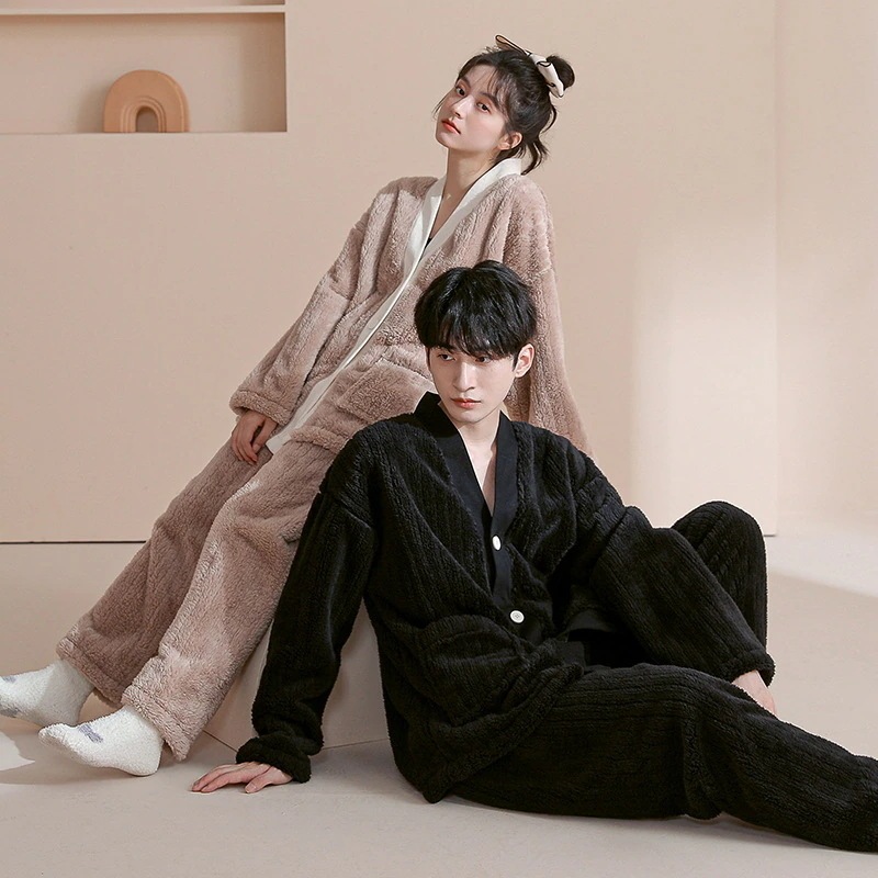 パジャマカップルペアルック単品売りルームウェアフランネル冬ペアパジャマ長袖パジャマペアルックお揃いレディースメンズネグリジェレディース単品売り