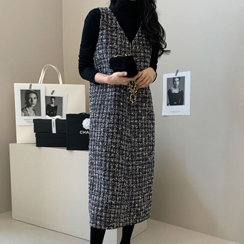レディース ワンピース ロング 袖なし ノースリーブ Vネック ストレート Iライン かわいい 大人可愛い シンプル おしゃれ こなれ感 個性的 主役級 存在感 抜け感 クラシカル リラックス