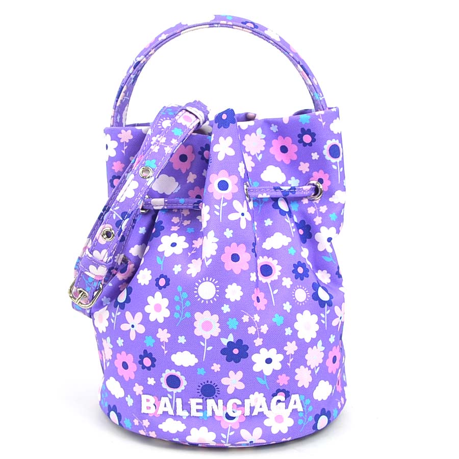 バレンシアガ BALENCIAGA ハンドバッグ ショルダーバッグ ホイールXS ナイロンキャンバス パープル×マルチカラー レディース 656682 r10552g