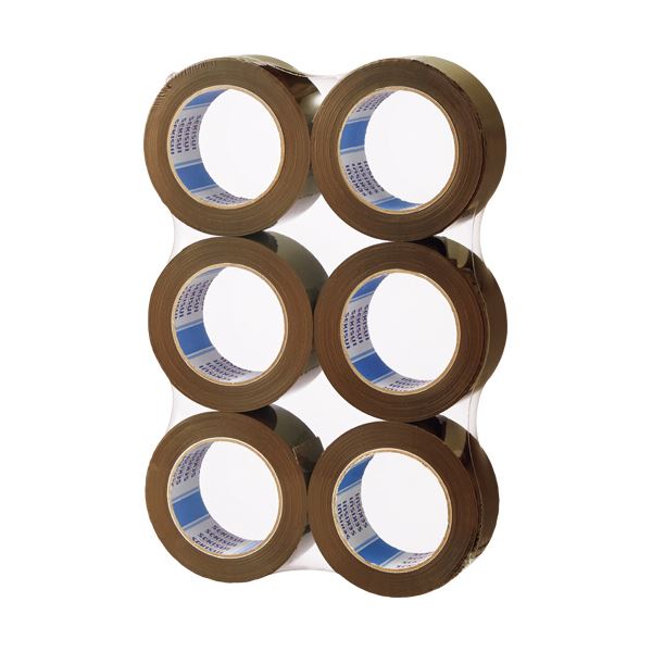 （まとめ） 積水化学工業OPPテープ No.882E 48mm×100m 厚み約0.052mm 茶 P82B3JA 1パック（6巻） (×3セット)