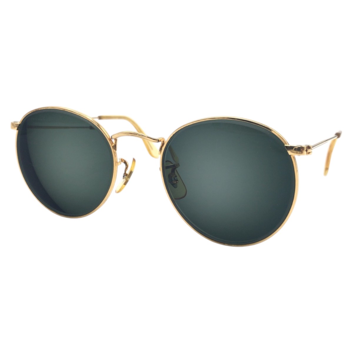 美品 ヴィンテージ B&L RAY-BAN U.S.A ゴールド グリーン メタル サングラス メガネフレーム メンズ 501802
