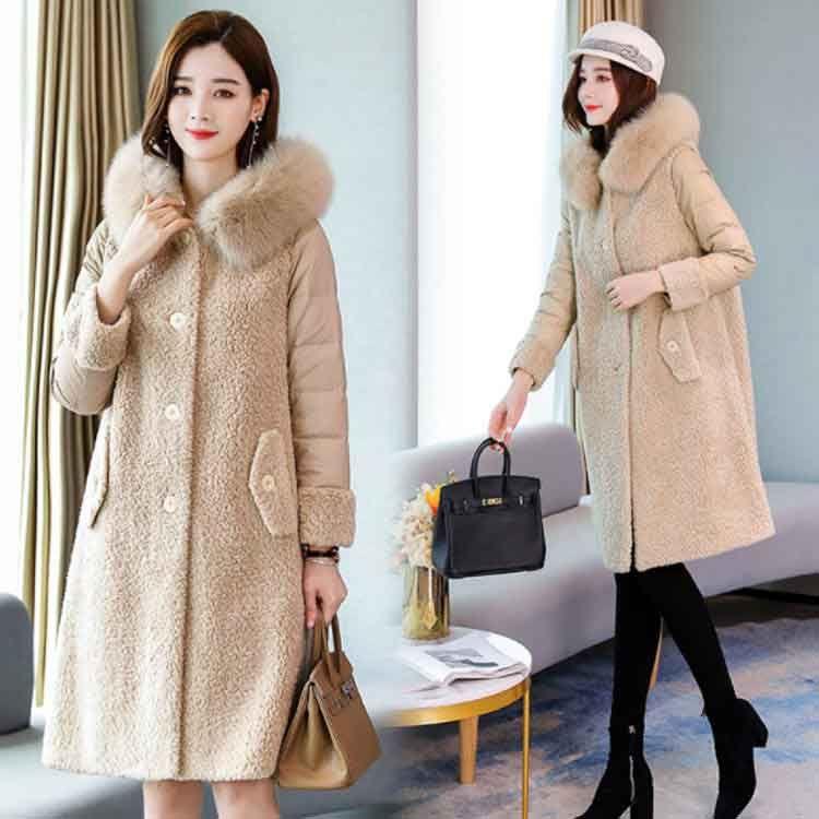 ファーコートロングレディース切り替えファーフード毛皮コートラシャコートピーコートフェイクファーPコート秋冬コートあったかい冬服防寒