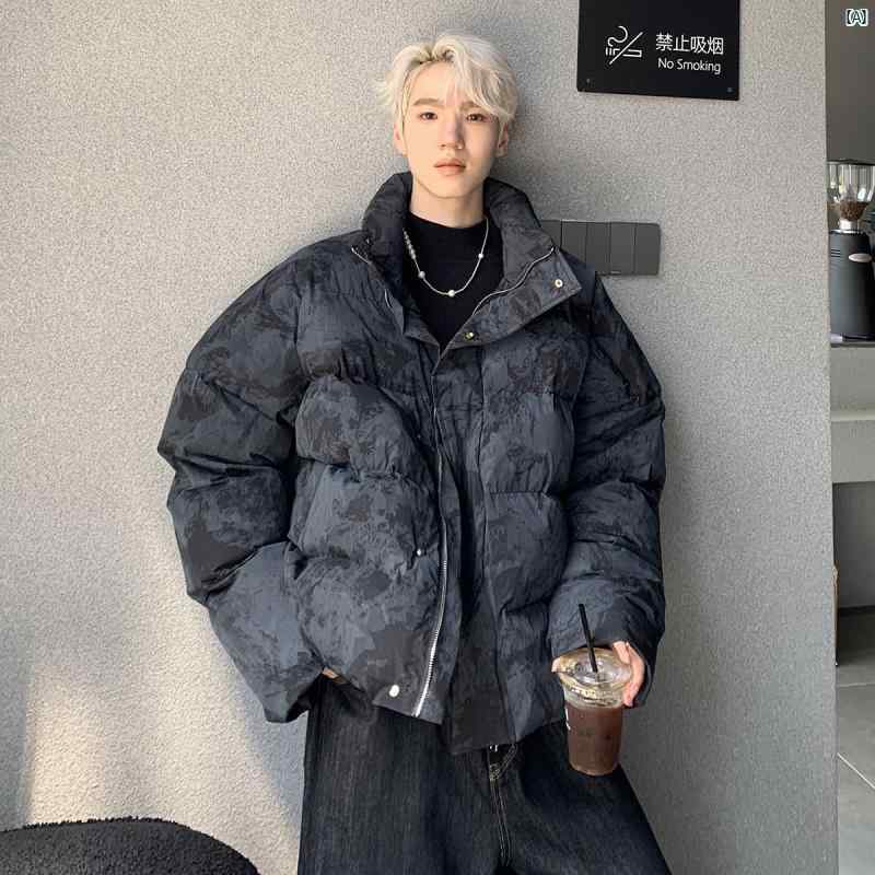 メンズ　ファッション　カジュアル 冬用 ハイエンド 絞り染め 迷彩 コットンジャケット 厚く 暖かい スタンドカラー ブレッド ジャケット 防寒 服 8,030円