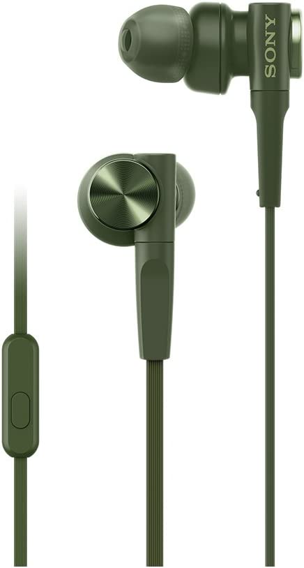 ソニー イヤホン 重低音モデル MDR-XB55AP : カナル型 リモコンマイク付き グリーン MDR-XB55AP G