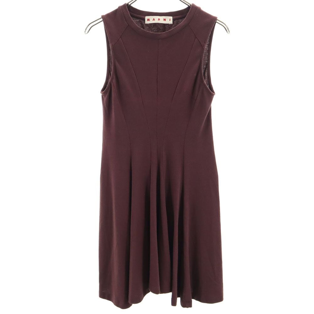 イタリア製 ノースリーブ ミニワンピース 38 ブラウン レディース