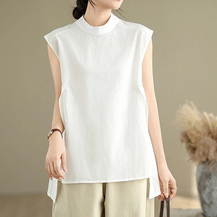 【20点セット】無料Tシャツ レディース 夏 tシャツ バックボタン ノースリーブ トップス サイドスリット プルオーバー カジュアル きれいめ シンプル 薄手 無地 袖なし デザイン おしゃれ ゆっ