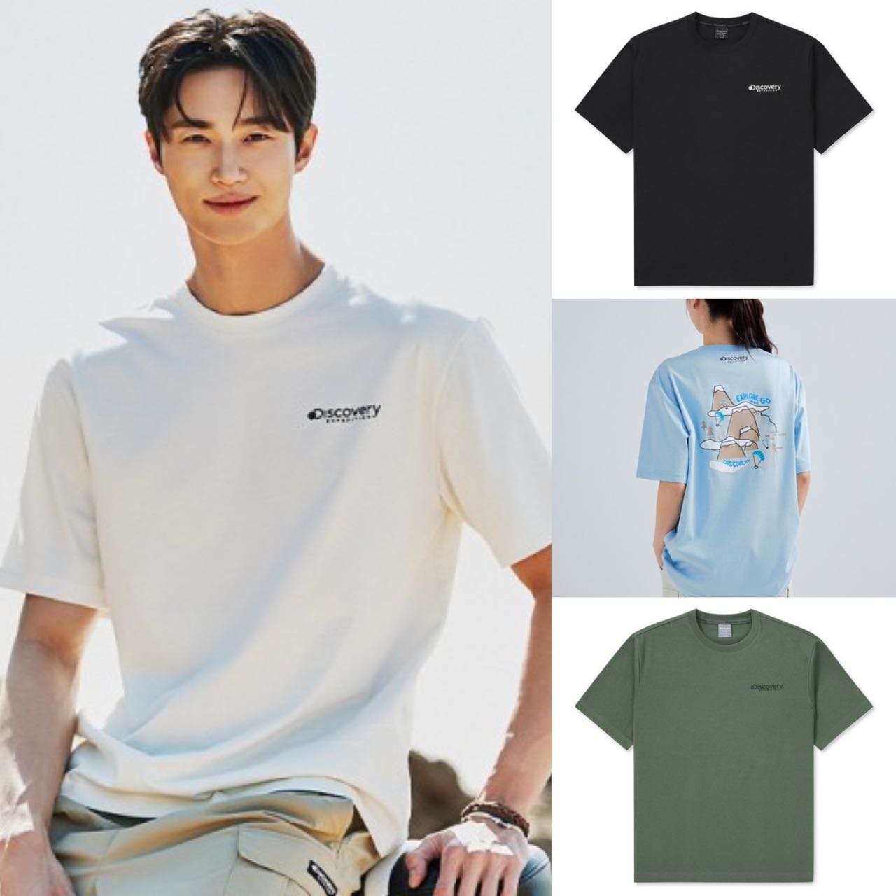 フレッシュベント グラフィック 半袖Tシャツ (IVORY/KHAKI/BLACK/BLUE)