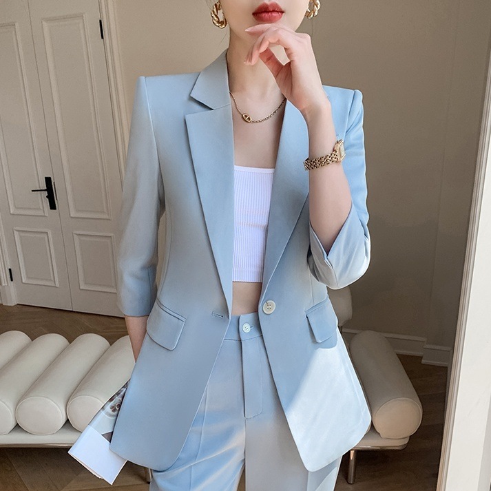 スーツ スーツジャケット ジャケット ミディアム丈 7分袖 襟付き 前開き ボタン ポケット かわいい 大人可愛い きれいめ シンプル カジュアル 大人 上品 おしゃれ かっこいい レトロ クール