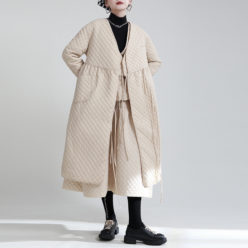 レディース コート 上着 ノーカラーコート ロング 長袖 Vネック ノーカラー ワイド ストレート Iライン 切り替え スマート リボン 前開き 切り替えデザイン かわいい 大人可愛い きれいめ