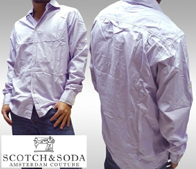 スコッチ&ソーダ スコッチアンドソーダ scotch&soda メンズ 長袖 シャツ ラベンダー ダブルボタン ロールアップ トップス カジュアル サーフ セレブ ストリート ヨーロピアン ヴィンテー