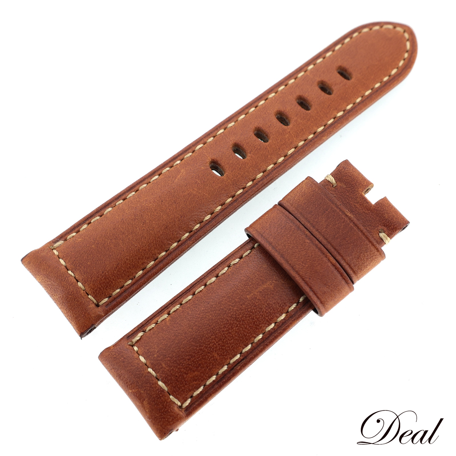 美品 パネライ 純正 レザーベルト 尾錠用 24mm ブラウン メンズ 時計ベルト