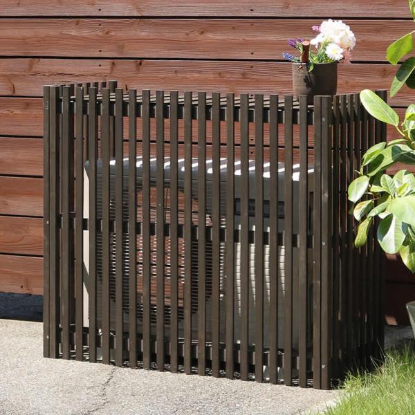 室外機カバー 室外機 日よけ 逆ルーバー 雨風 直射日光 ナチュラル カントリー 園芸 木製 おしゃれ 北欧 庭 玄関 ベランダ 屋上 マンション 戸建 目隠し 節電