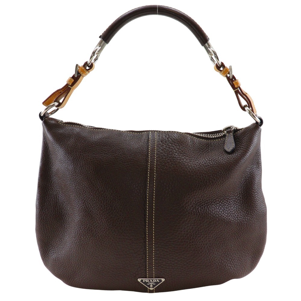 ワンショルダー ショルダーバッグ カーフ 茶 レディース 中古品