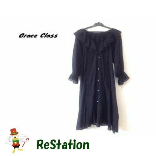 【中古】グレースクラス Grace Class ロングワンピース フリル ブラック レディース サイズ36