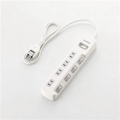 他サイト： エレコム T-E7A-2420WH 一括&個別スイッチ付 省エネタップ 2.0m ホワイトの商品画像