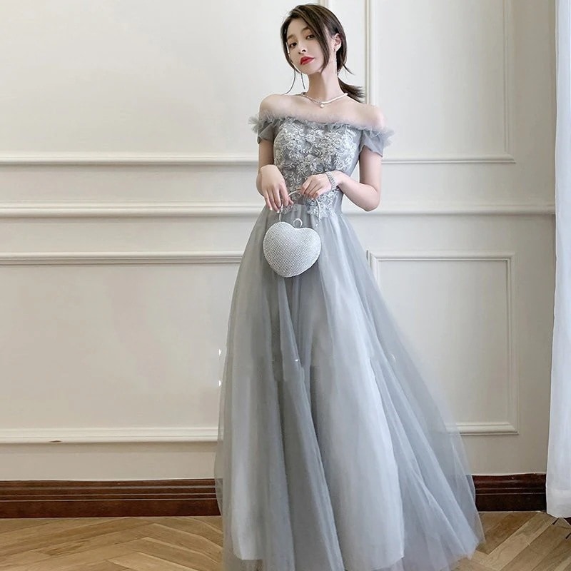 ウェディングドレスロング丈ワンピースドレスプリンセスドレスイブニングドレスAラインブライドメイドドレス花嫁ドレス飲み会結婚式披露宴演奏会用