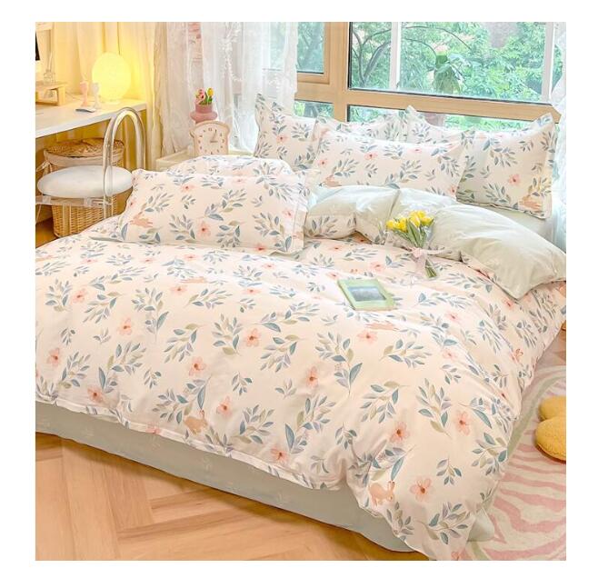 新製品が出回る布団カバー セット 3点セット シングル 花柄 フラットシーツ ボックスシーツ 寝具カバー バイカラー かわいい セミダブル 4点セット しゃれ 和式 INS風 布団カバーセット 丸洗い