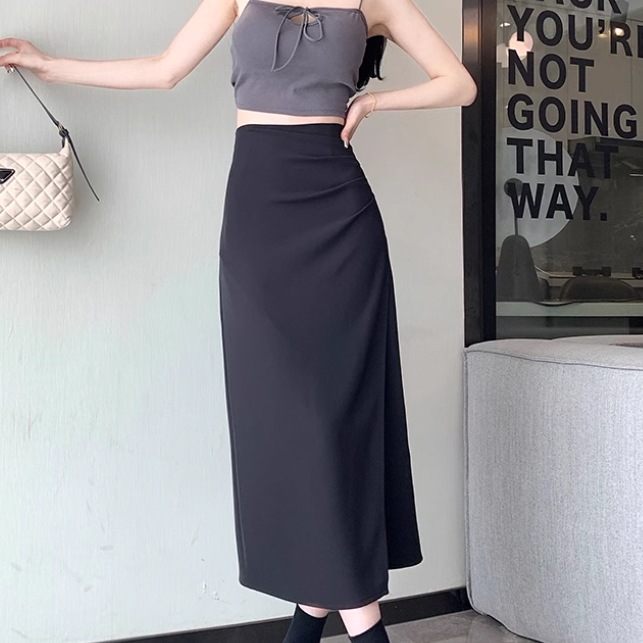 レディース スカート ミドル丈 ストレート Iライン スリット ファスナー ハイウエスト かわいい 大人可愛い きれいめ シンプル おしゃれ かっこいい こなれ感 クール 都会的 無地 春 夏 秋 冬