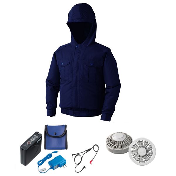 KU90810 空調服 ポリエステル製フード付 FAN2200G/LISUPER1 紺色 3L