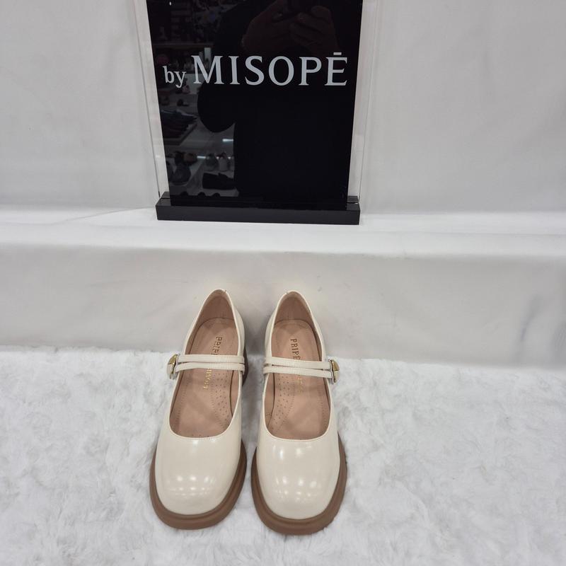 By 女性 ゴールド バックル メリージェーン シューズ 112HT431SZ021 IVORY 3 JJ