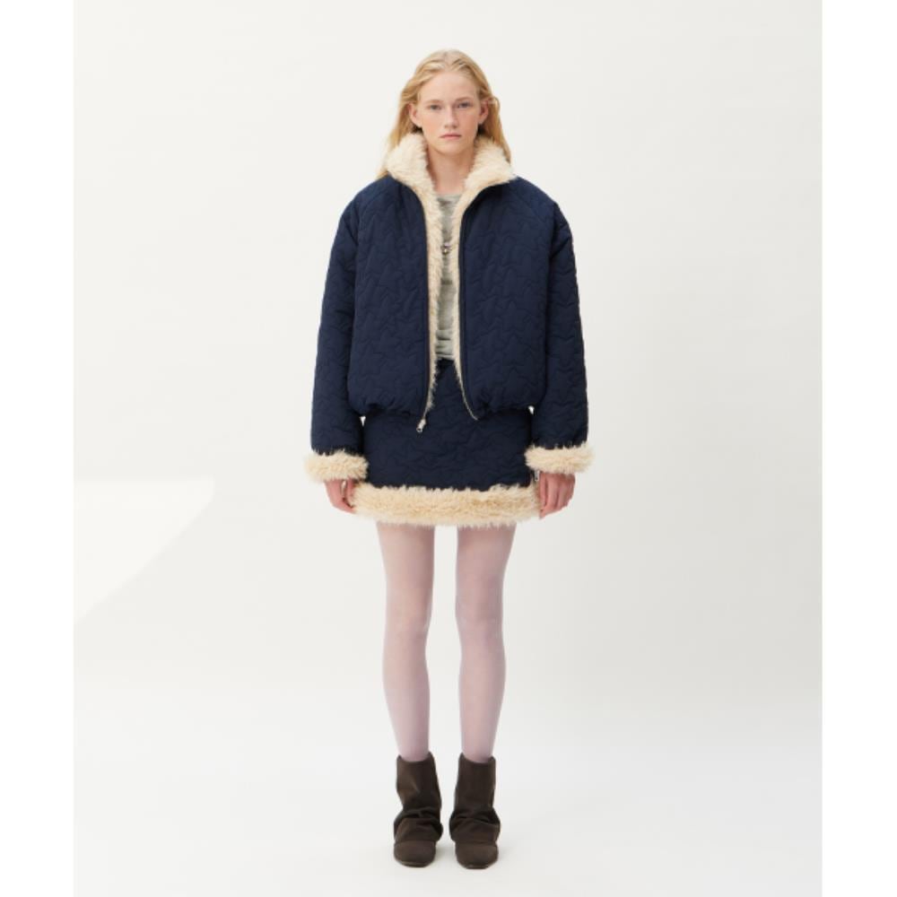 fogdawn Starlit Reversible Quilted Mini Skirt navy DA24F 12,270円