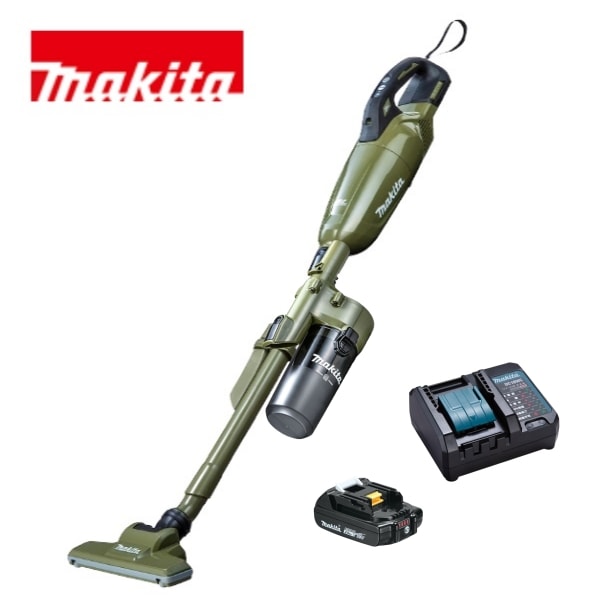 当店だけ！バッテリー充電器も1年保証! マキタ コードレス掃除機 18V カプセル式 オリーブ CL284FDZO + ショートサイクロン + 軽量バッテリー + コンパクト充電器 充電式 クリーナー