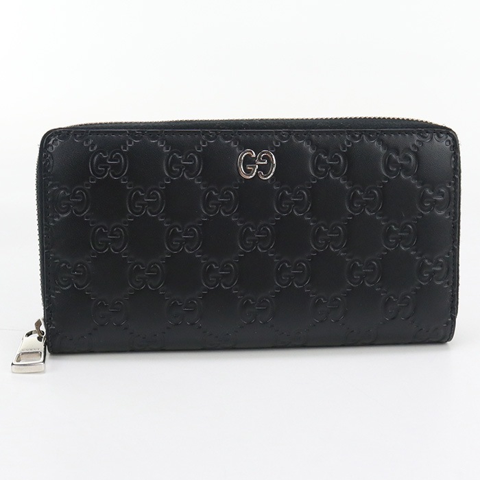 ジップアラウンドウォレット ドリアン 473928 長財布ラウンドファスナー レザー ブラック【中古】 メンズ Aランク