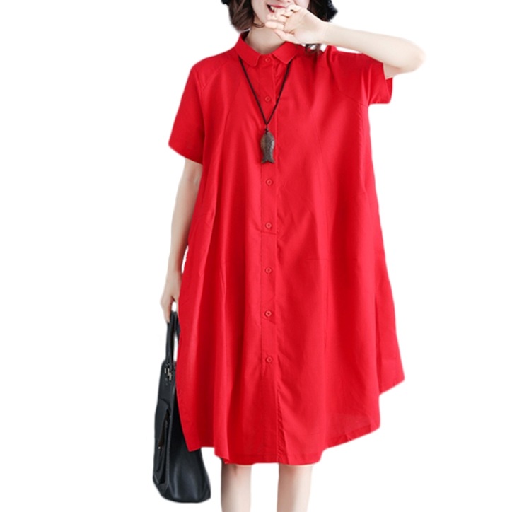 シャツワンピース ワンピース シャツ 膝丈 ひざ丈 半袖 襟付き かわいい 大人可愛い シンプル カ 5,169円