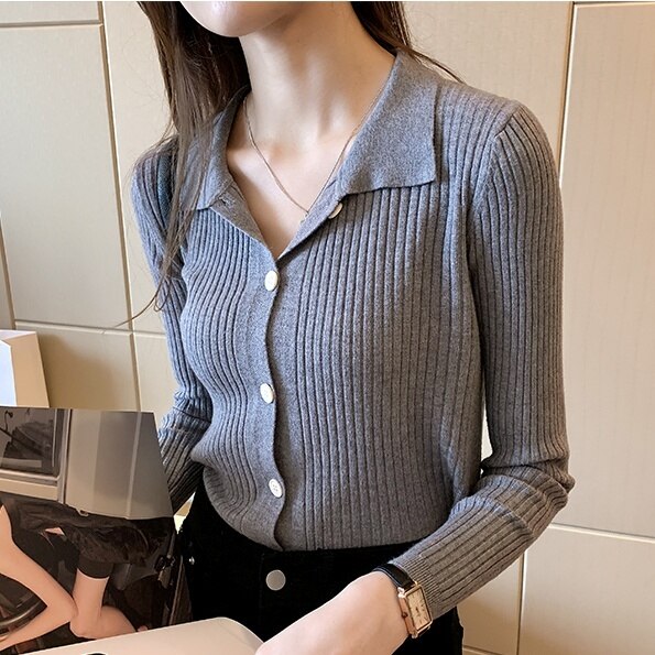 3color レディース トップス リブ リブ素材 リブニット ニット カットソー カーディガン 襟