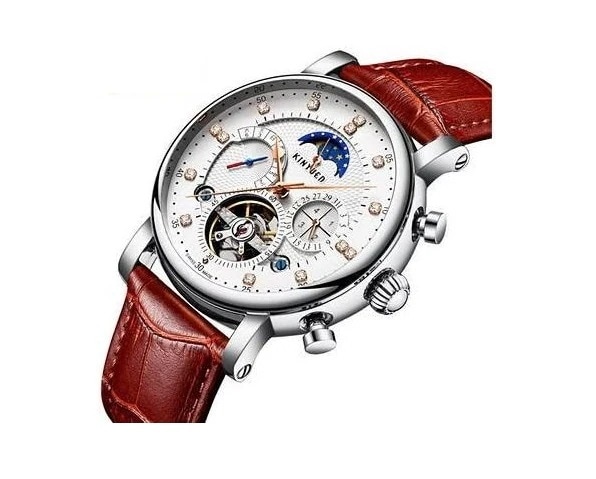 新しいデザイン本革ダイヤモンドディスプレイトゥールビヨン自動機械式時計メンズ腕時計トップブラ 7,231円