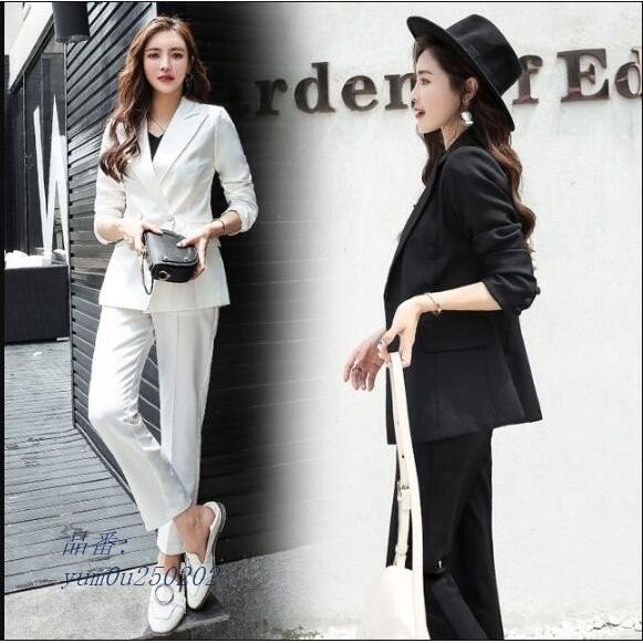 パンツスーツ レディース ジャケット スーツ オフィス セットアップ 通勤 韓国風 フォーマル 2点